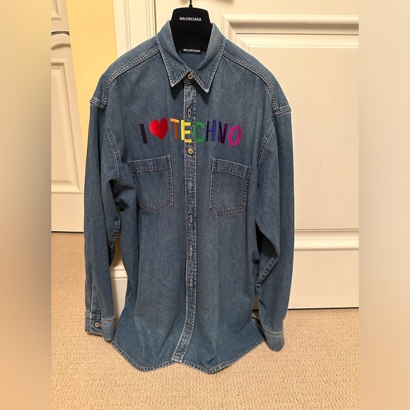 Balenciaga - Long Denim Shirt Jacket - Male 37 - Authentic - Picture 1 of 7